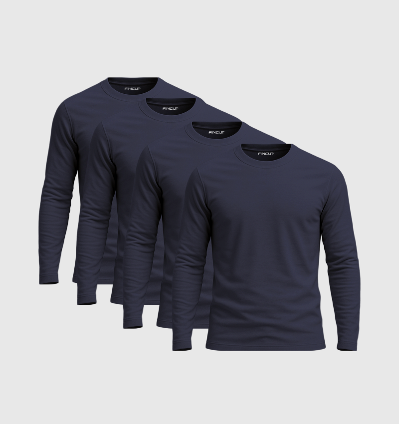 Pack da 4 Maniche Lunghe - Blu Navy