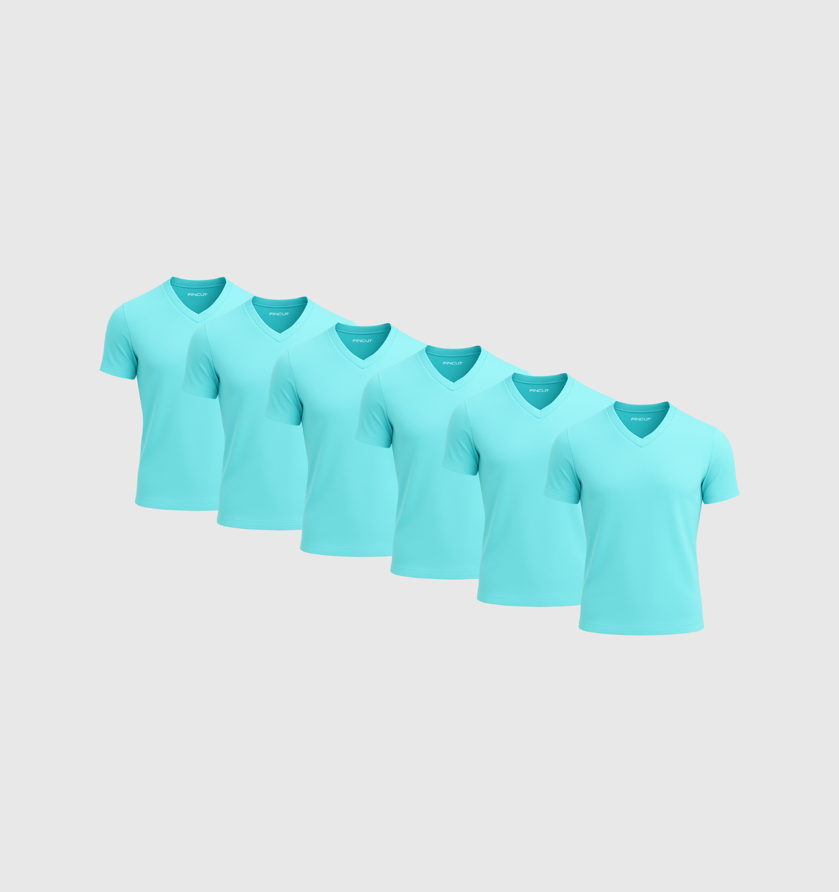 Pack da 6 Scollo V - Blu turchese