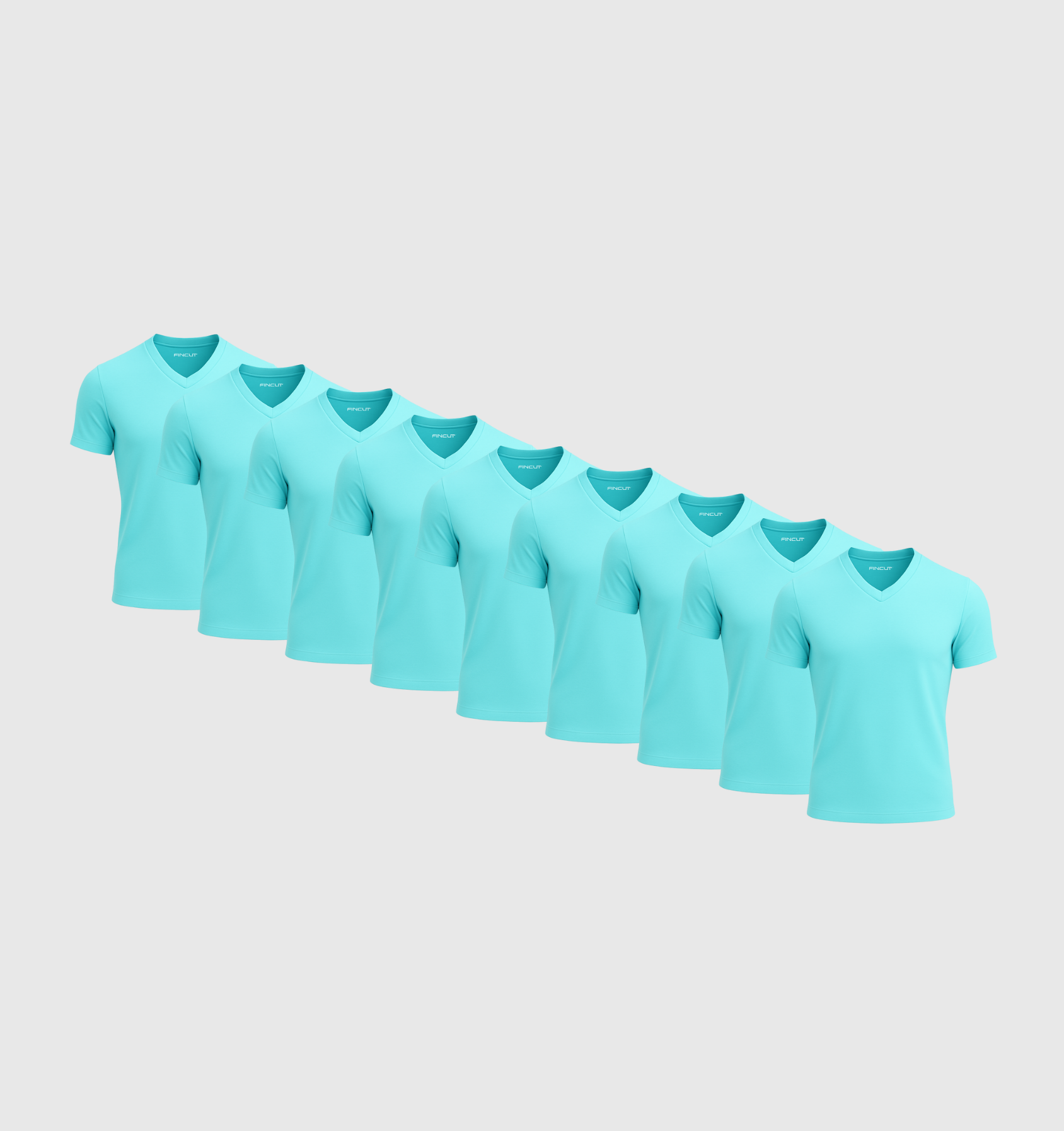 Pack da 9 Scollo V - Blu turchese