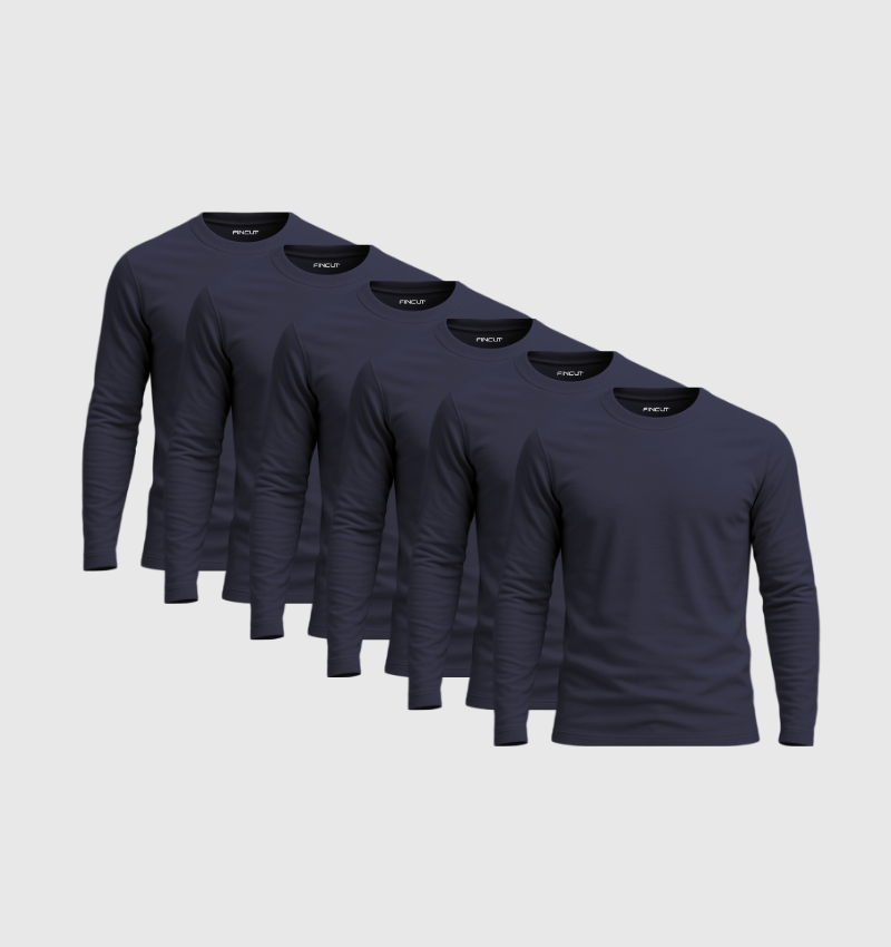 Pack da 6 Maniche Lunghe - Blu Navy