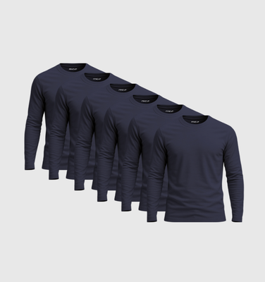 Pack da 6 Maniche Lunghe - Blu Navy
