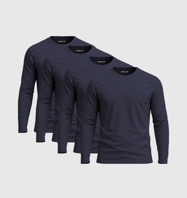 Pack da 4 Maniche Lunghe - Blu Navy