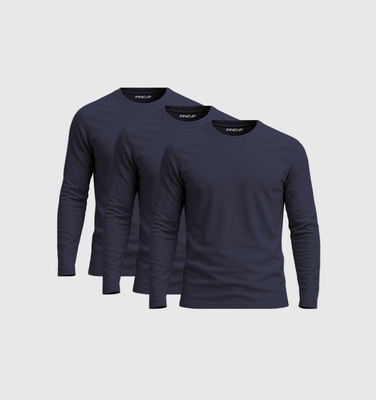 Pack da 3 maniche lunghe - Blu Navy