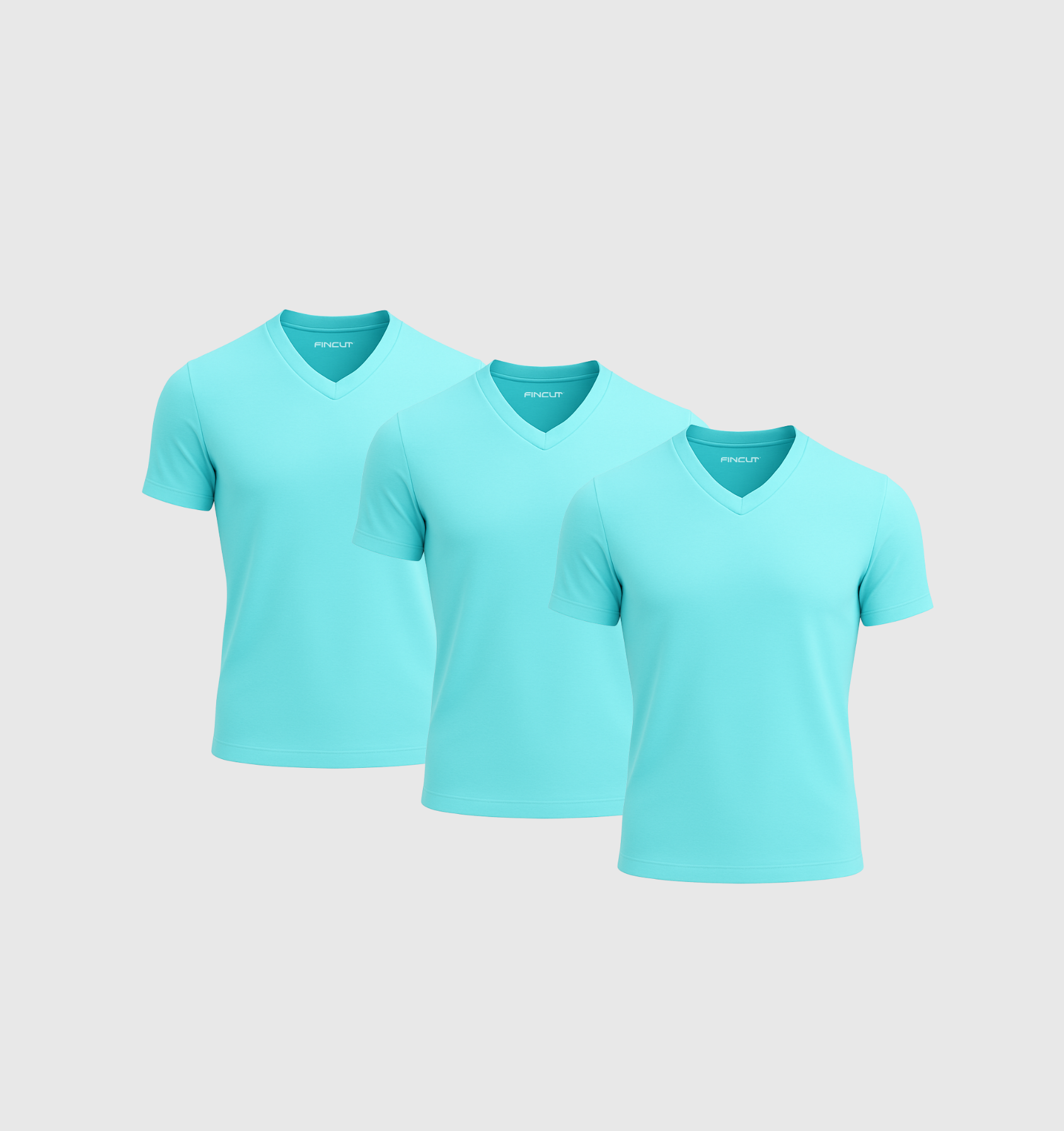 Pack da 3 Scollo V - Blu turchese