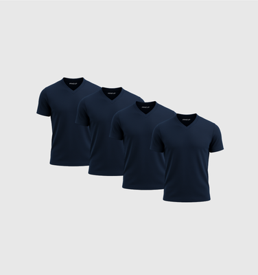 Pack da 4 Scollo V - Blu navy