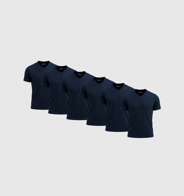 Pack da 6 Scollo V - Blu navy